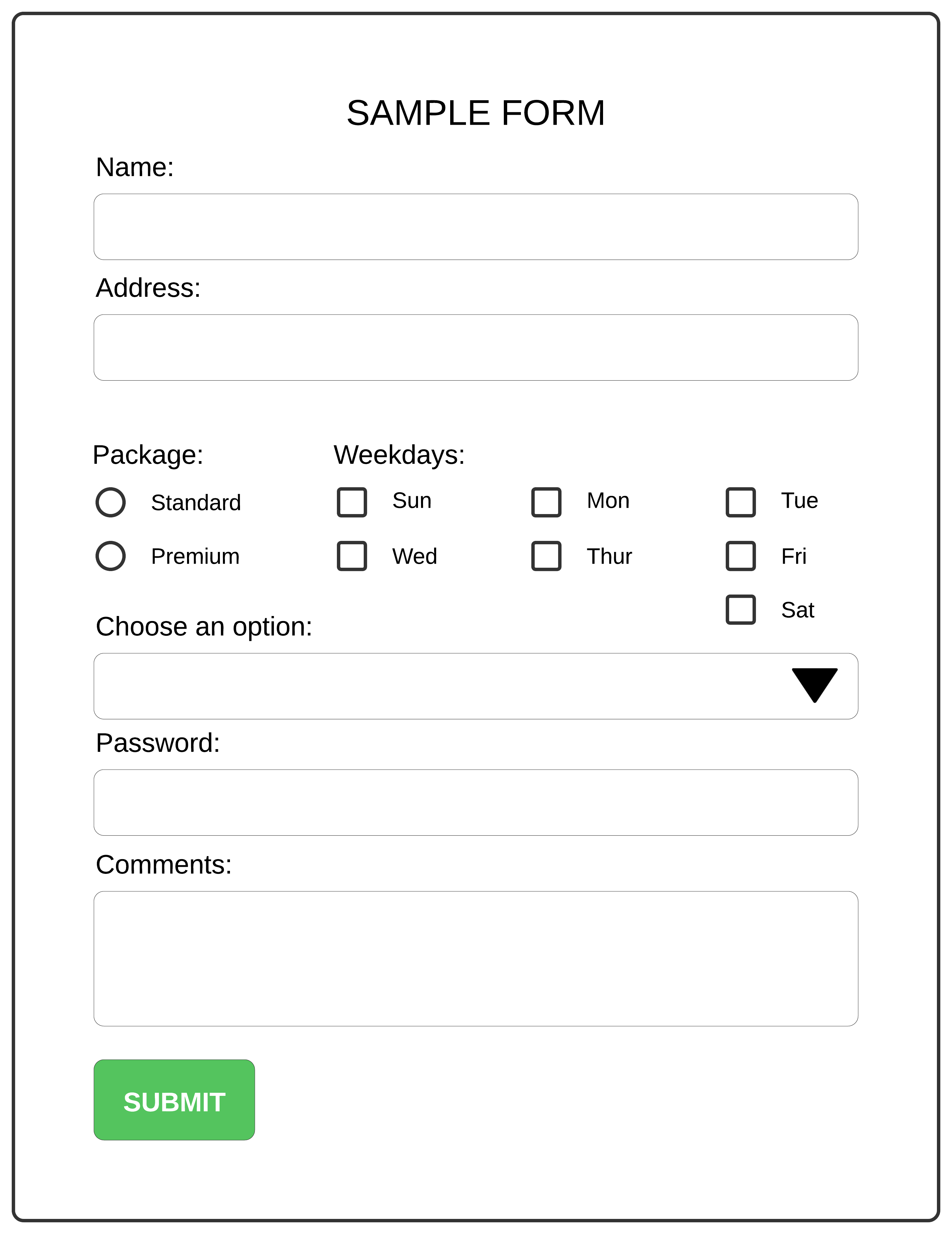 form wireframe